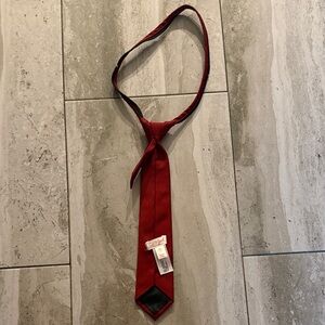 Deep Red Tie with Black Accent